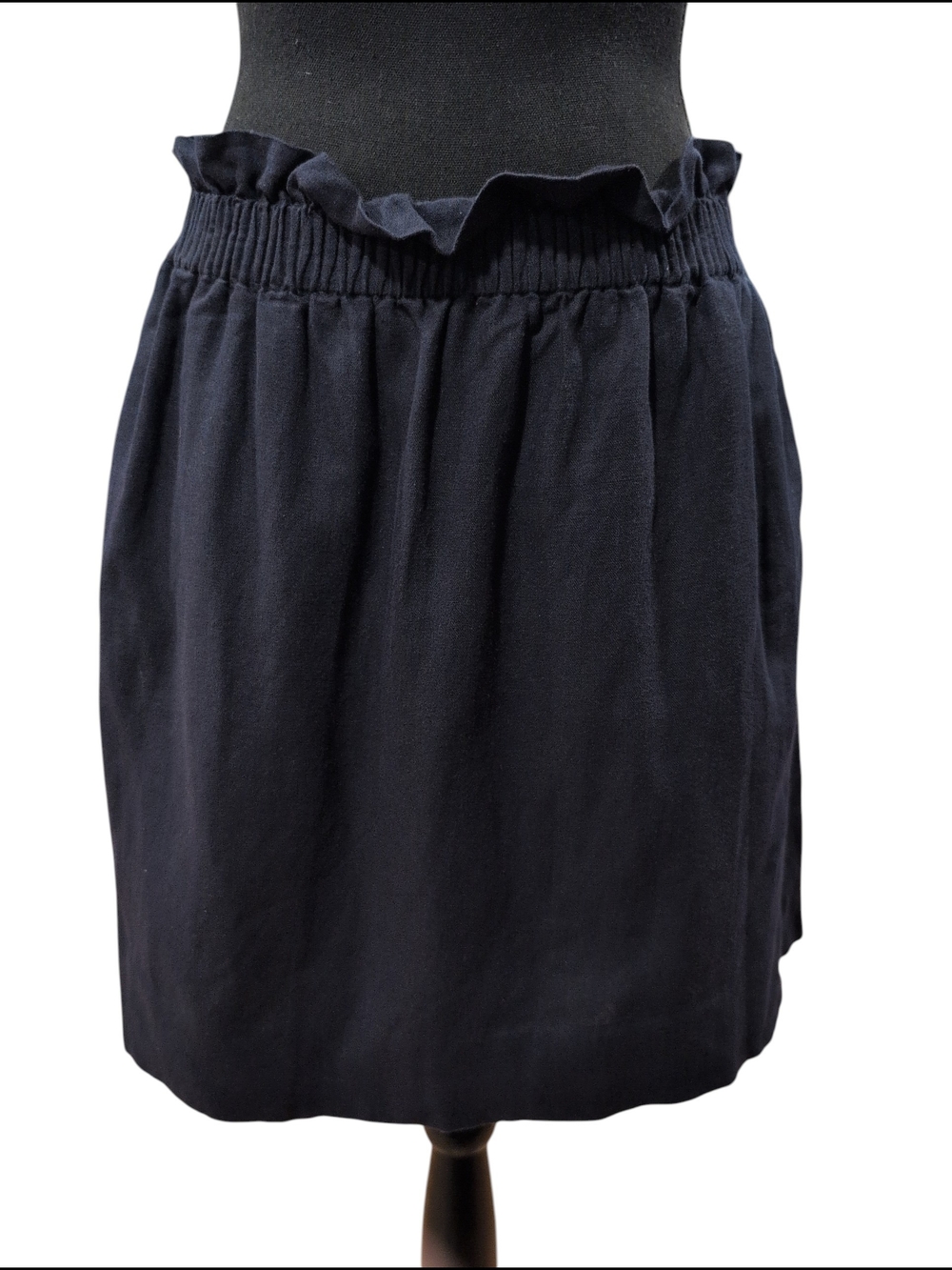 J.Crew Navy Linen Cotton Ruffle Mini Skirt Size 8